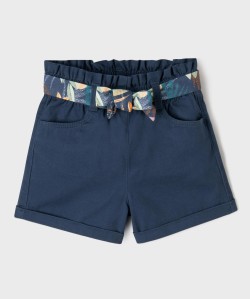 Short en coton taille haute avec ceinture à nouer fille